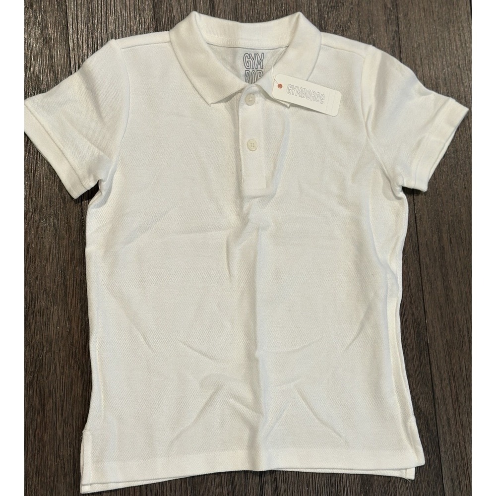 Boys Size 4‎ XS Gymboree White Short Sleeve Polo Uniform Shirt NWT